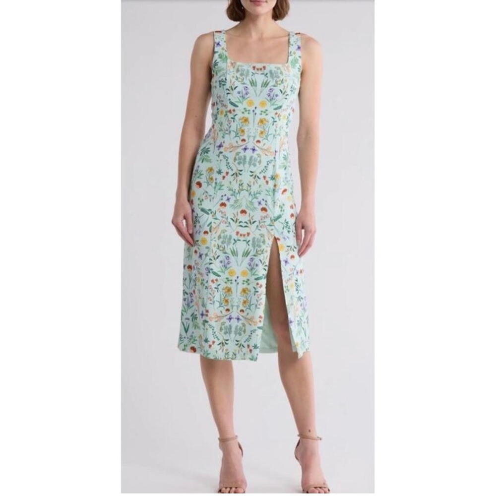Hutch Anthropologie Angi Sheath Midi dress M floral mint wedding‎ date classic